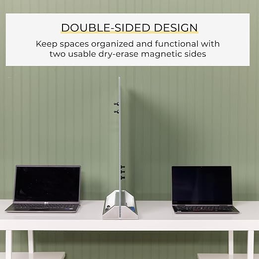 ECR4Kids MessageStor Glass Dry-Erase Board with Storage Stand and Magnets, White Board, White