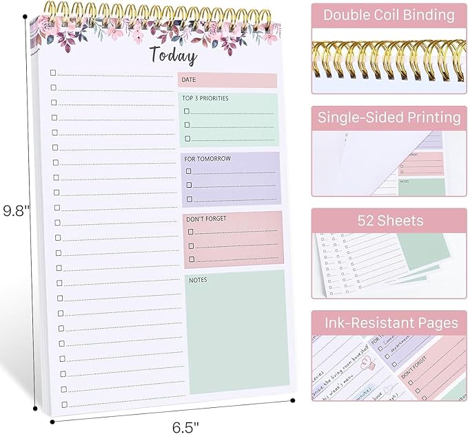 Oleyzee To Do List Notepad - To Do List Notebook for Work with 52 Sheets, 6.5" x 9.8" Undated Daily Planner Notebook, To Do List Pad for Schedule, Daily To Do List Notepad for Office, Home (Purple)