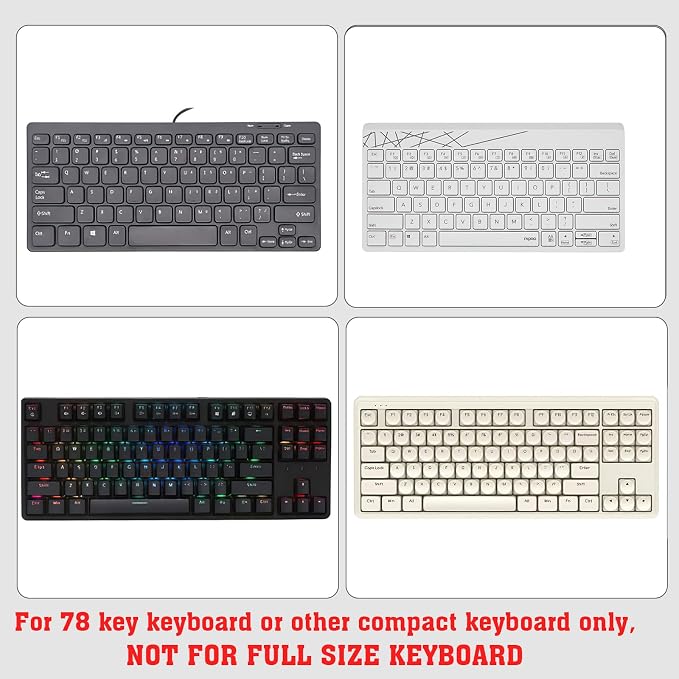 KOTEMON Mini Computer Keyboard Stand-11.8'' x 5.1''-Small Computer Keyboard Tray Acrylic Keyboard Holder for 78 Keys Universal Compact Keyboard, with Black Silicone Strip, Black
