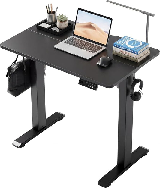 Claiks Electric Standing Desk 32x19 Inch Adjustable Desk, Black | 156lbs weight capacity, 3 memory presets, industrial steel frame, cable management hub, adjustable height , easy assembly