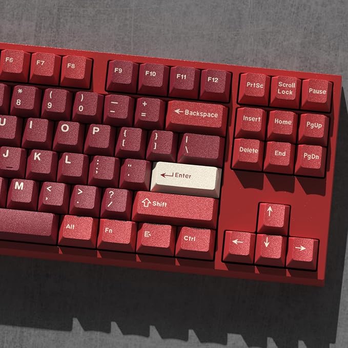 Fogruaden PBT Keycaps Set, Cherry Profile Custom Red Keycap for Mechanical Keyboard