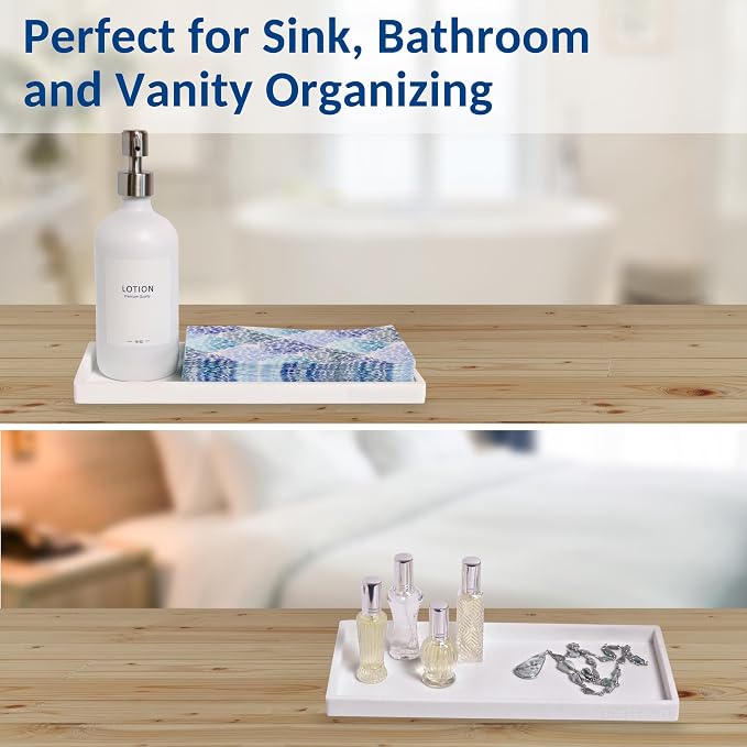 Silicone Countertop & Vanity Tray – 11.7” Bathroom Counter Tray | Bathroom Tray, Bathroom Tray Countertop, Tray for Bathroom Counter, Silicone Kitchen Tray for Counter & Countertop Organizer