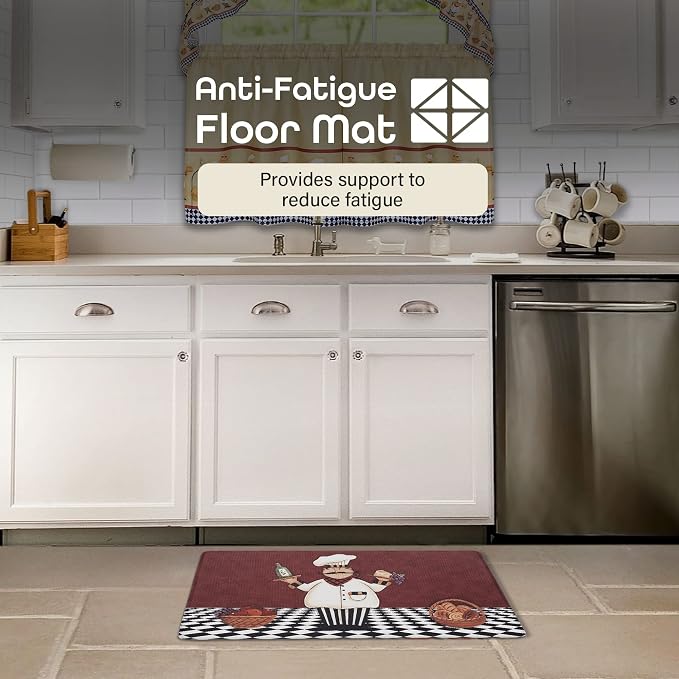 Anti-Fatigue Floor Comfort Mat - 18 x 30 Inch (Cucina) - Waterproof Non-Slip Rug - Easy to Clean Cushioned Mat for Kitchen, Bathroom, Standing Desk & Office - Achim Home Decor (Pack of 2)