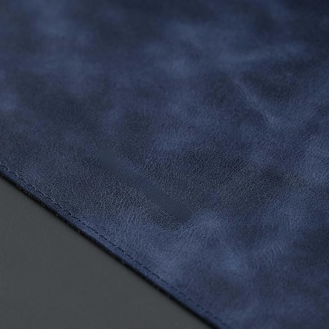 Jersey Genuine Calfskin Leather Desk Pad, Office Desk Mat with Non-Slip Bottom, Smooth Surface for Mouse & Keyboard, Desk Protector (36x19 inches) (Navy)