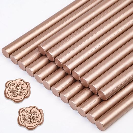 Sealing Wax Sticks, Paxcoo 20pcs Wax Seal Sticks, Glue Gun Sealing Wax Sticks for Wedding Invitations, Letter, Envelope, Cards and Crafts (Champagne Color)