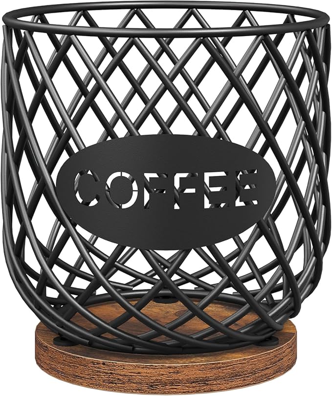 Coffee Pod Holder Organizer, Holder for K Cup, Large Capacity Coffee Pod Basket, Versatile Coffee Capsule Storage Organizer, for Kitchen Countertop, Rustic Brown KH09BR