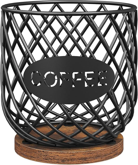 Coffee Pod Holder Organizer, Holder for K Cup, Large Capacity Coffee Pod Basket, Versatile Coffee Capsule Storage Organizer, for Kitchen Countertop, Rustic Brown KH09BR