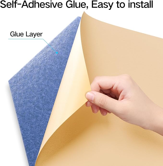22 Pack Self-adhesive Acoustic Panels 12" X 10" X 0.4" - Sound Proof Foam Panels with High Density, Stylish Hexagonal Design, Flame Resistant, Absorb Noise and Eliminate Echoes(Steel Blue)