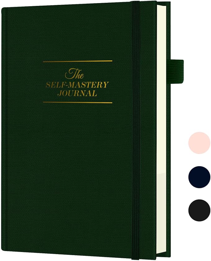 Self-Mastery Journal for Men & Women - Gratitude Journal for Daily Reflection, Mindfulness, and Self-Care - Guided Manifestation Journals - Inspirational Goal Journals with Pen Holder (Dark Green)