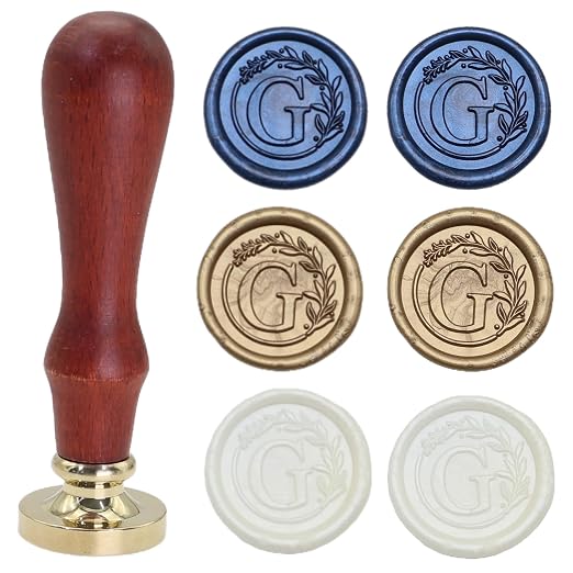732 Pcs Sealing Wax Stamp Kit with Electric Wax Seal Warmer, Initial Alphabet G Seal Stamp, 28 Assorted Color Waxseal Beads, Spoon, Letter Sealingwax Stamp Kit (G)