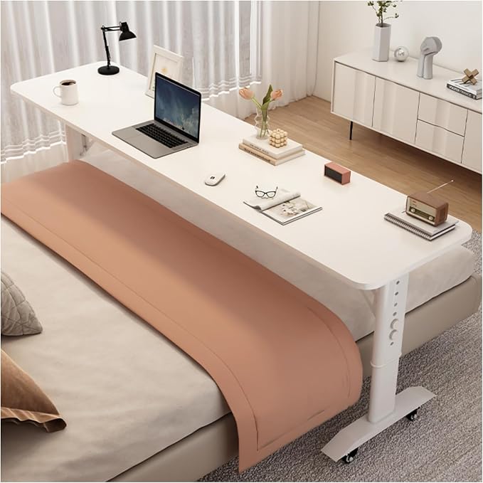 Over The Bed Table with Wheels for Easily Move Overbed Table Adjustable Height, Standing Workstation Laptop Cart, Over Bed Table for Working Studying