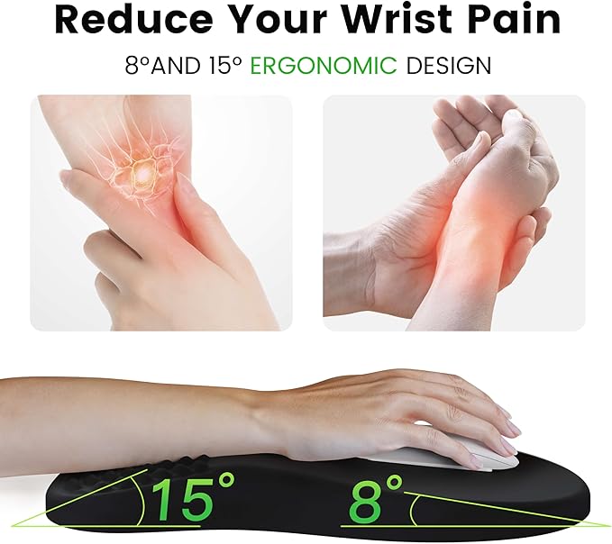MEKASS Ergonomic Mouse Pad with Wrist Rest, Memory Foam Mousepad for Carpal Tunnel Pain Relief, Desk Computer Wrist Support Mouse Pad with Non-Slip PU Base for Office Home (Army Green)