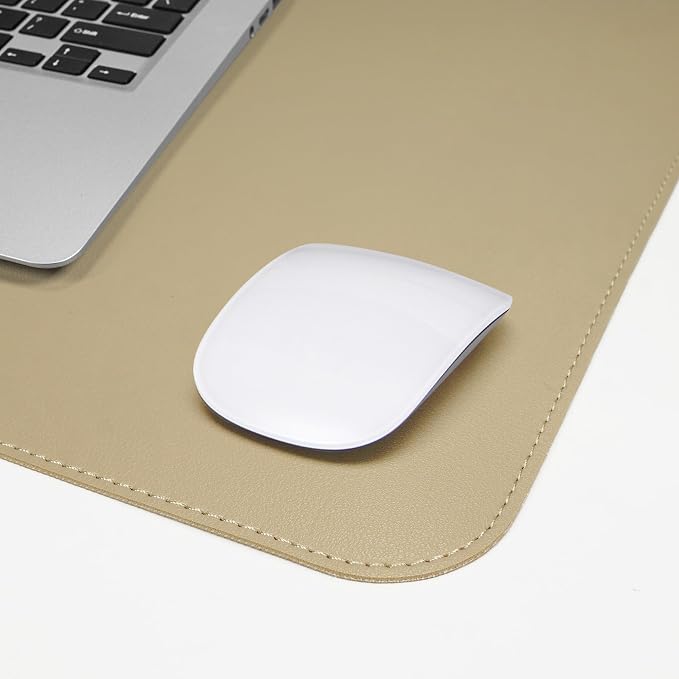 AFIING Apricot Desk Pad 31.5" x 12", Leather Desk Mat | Waterproof PU Leather, Non-Slip Rubber Base, Modern Desk Decor, Office & Home