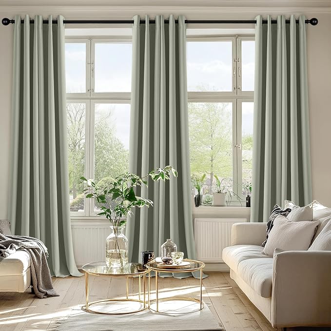 MIULEE Blackout Curtains for Bedroom Living Room 2 Panels, Thermal Insulated Room Darkening Drapes Grommet Noise Reducing Light Blocking Window Treatments 90 Inches Long 40x90 Inch Sage Green