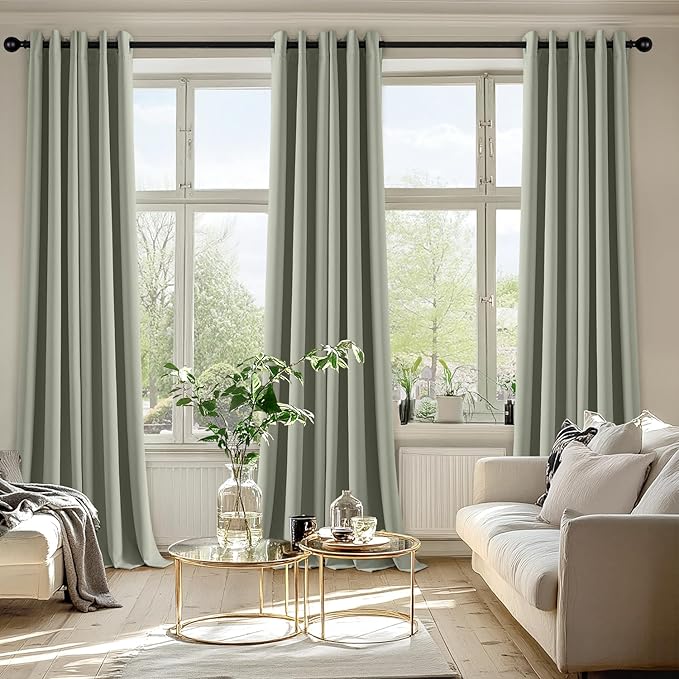 MIULEE Blackout Curtains for Bedroom Living Room 2 Panels, Thermal Insulated Room Darkening Drapes Grommet Noise Reducing Light Blocking Window Treatments 96 Inches Long 40x96 Inch Sage Green