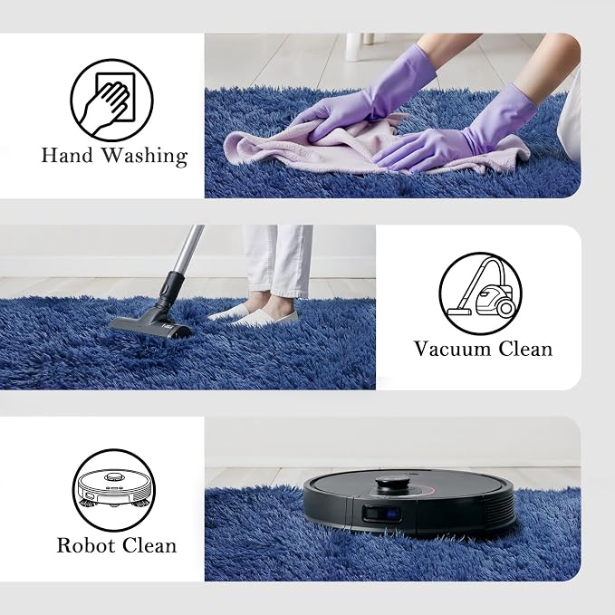 Area Rugs 10x14 Living Room, Shaggy Carpet Soft Plush Furry Bedside Rug Large Area Rugs for Bedroom Home Decor Anti Slip(10 x 14, Royal Blue)