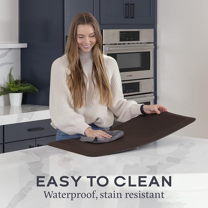 Zulay Home Large 20 x 32 Inch Anti Fatigue Floor Mat - 3/4 Inch Thick Cushioned Kitchen Mats for Standing - Comfortable Padded Floor Mats for Standing Work Desk - Memory Foam Kitchen Mat - Brown
