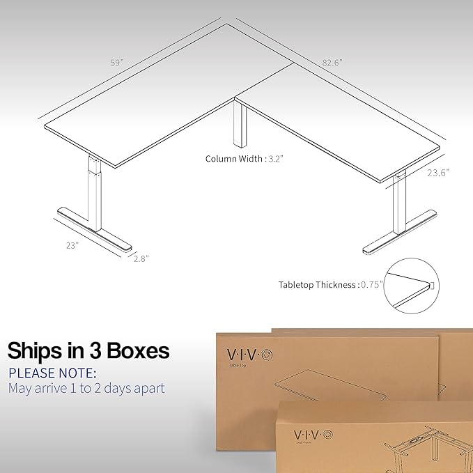VIVO Electric Height Adjustable 83 x 60 inch Corner Stand Up Desk, 2 White Marble Dry Erase Solid Table Tops, White Frame, Memory Controller, L-Shaped Workstation, 3E Series, DESK-KIT-3E8WWM