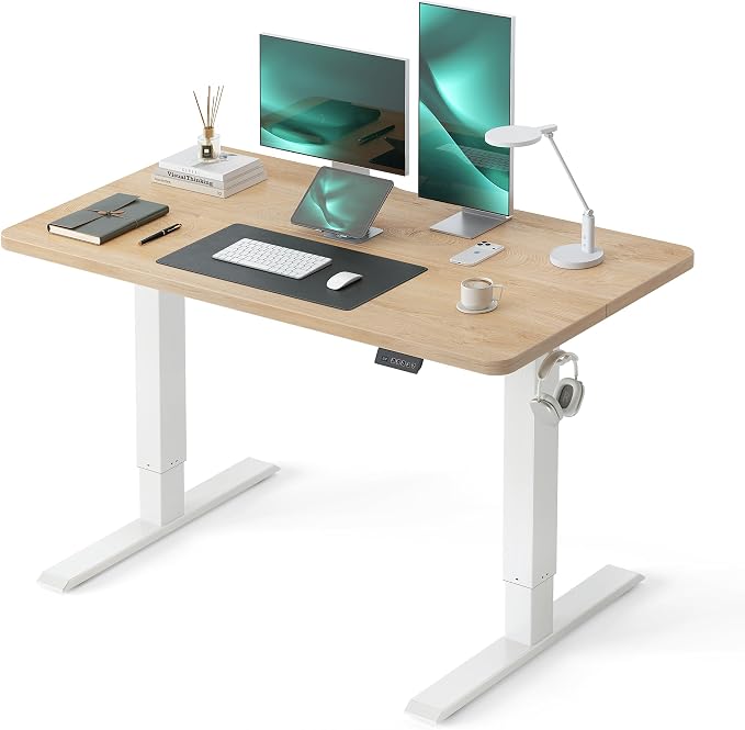 CubiCubi Standing Desk, 40 x 24 Inches Electric Height Adjustable Computer Desk, Sit Stand up Home Office Desk with Memory Presets, Maple