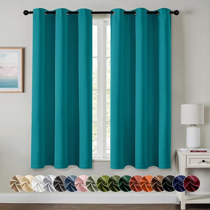 MIULEE Blackout Curtains for Bedroom Living Room 2 Panels, Thermal Insulated Room Darkening Drapes Grommet Noise Reducing Light Blocking Window Treatments 54 Inches Long 40x54 Inch Teal