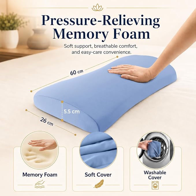 vamorry Lumbar Pillow for Sleeping, Lumbar Support Pillow for Bed for Back Pain Relief, Memory Foam Lower Back Pillow for Bed, Back Support Pillow for Side & Back Sleepers, Washable Cover