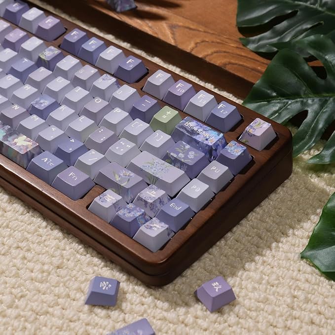 Sumgsn 152 Keys Dye Sub PBT Custom Keycaps Cherry Profile Purple Blossom Keycaps Set Fit for Mechanical Keyboards Alice Keyboard Cherry Mx Switches