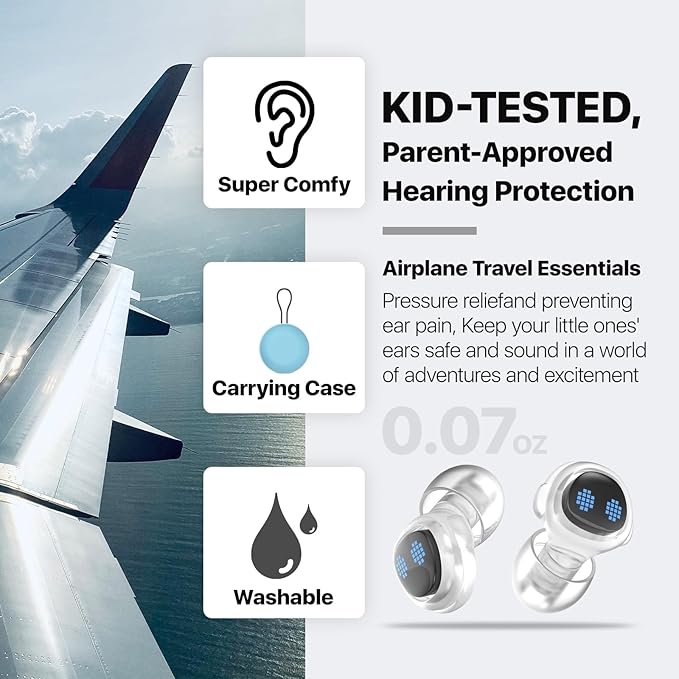Kids Ear Plugs 6+, Reusable Noise Reduction Extra Small Earplugs for Focus, Concert, Travel, Anxiety, Sleep, Sensitive, Events, School – 26 dB Noise Canceling Soft Silicone Hearing Protection