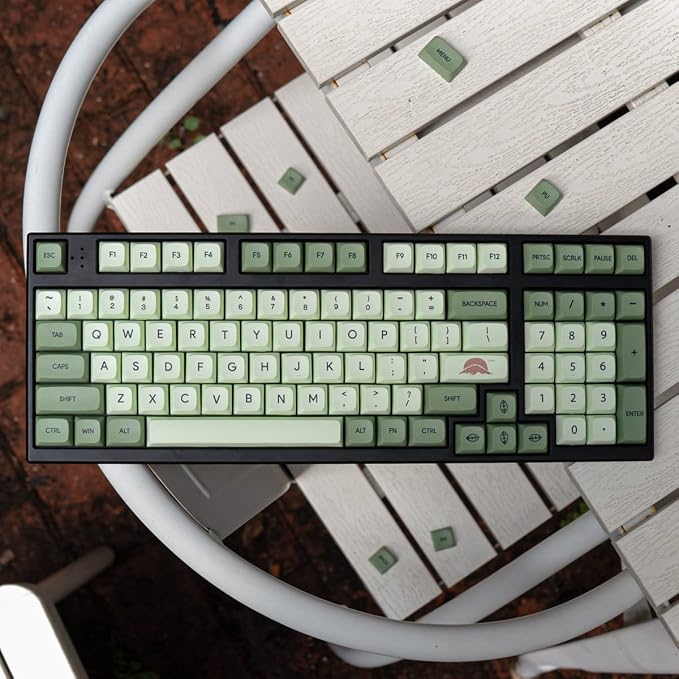 mintcaps Matcha Green PBT Keycaps Set 124 Keys XDA Profile Cute Keycaps Custom Dye-Sublimation Keyboard Key caps for 60% 65% 70% 75% 100% Cherry Gateron MX Switches Mechanical Keyboards