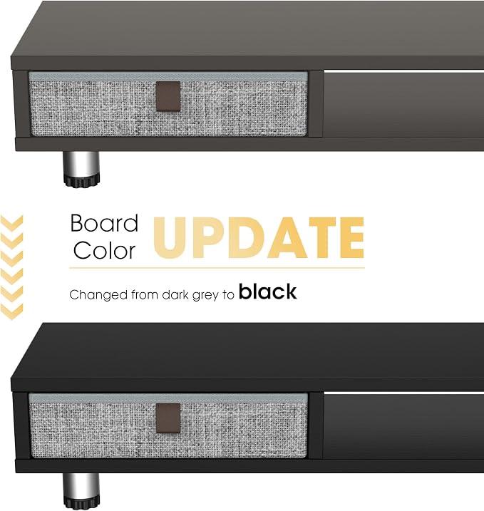 Fenge Dual Monitor Stand, 2-Tier Desk Organizer with Drawers, 42.5in, Black | Storage Fabric Drawer, Ergonomic Height Adjustable, Desk Shelf for Top of Desk, Laptop, PC, TV, Home Office Organization