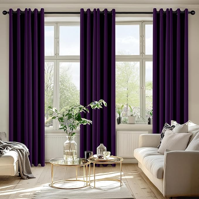 MIULEE Blackout Curtains for Bedroom Living Room 2 Panels, Thermal Insulated Room Darkening Drapes Grommet Noise Reducing Light Blocking Window Treatments 84 Inches Long 40x84 Inch Royal Purple