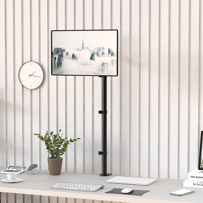 WALI Single Monitor Stand Desk Mount, Tall Monitor Stand Fully Adjustable with 39” Height Pole, Articulating Arm for Computer Screen up to 38 inch, 22lbs (M001XXL), Black
