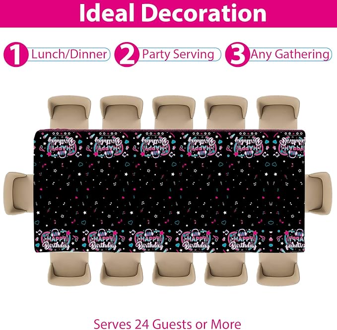 Music Party Supplies Serves 24 Musical Media Party Paper Plates Napkins Music Tablecloth Set Tableware Kit for Kids Birthday Party Baby Shower