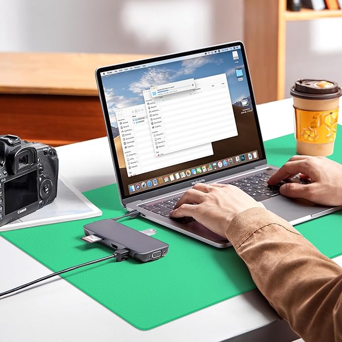 Leather Desk pad Protector, Office Mat, Large Mouse Mat, Non-Slip PU Leather Blotter, Laptop Desk Pad,Waterproof Laptop Computer Desk Keyboard Mat for Office/Work/Home/Decor (Green, 55in*18in)