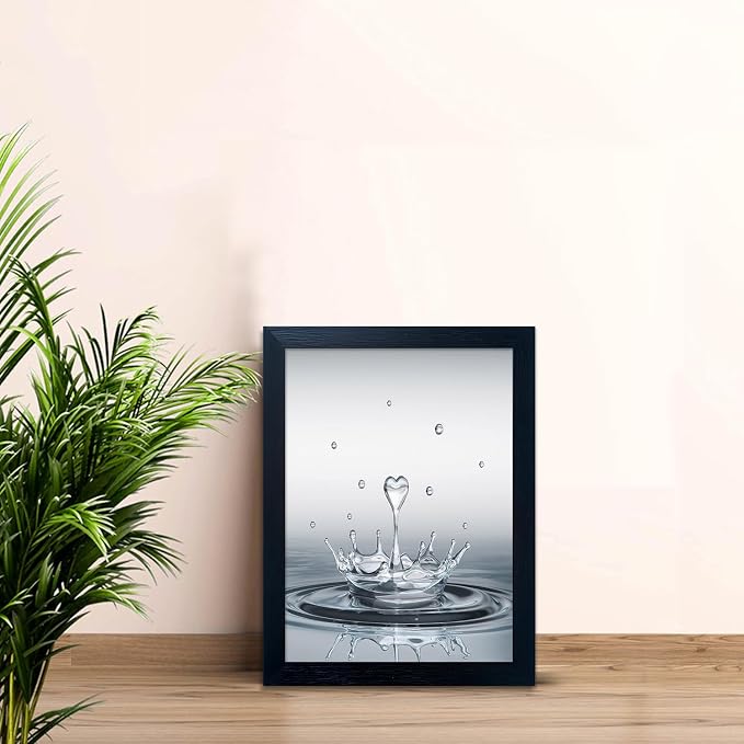 Bathroom Pictures Wall Decor, Guest Bathroom Decor Wall Painting, Heart Water Drop Splash Modern Canvas Pictures Print, Black Framed Artwork