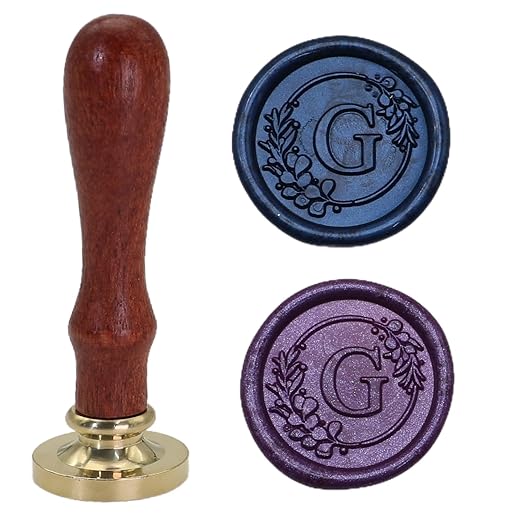 Initial Alphabet Wax Seal Stamp Set, Retro Letter G Sealing Stamp with 150Pcs Sealing Wax Beads in 5 Color, Melt Non Stick Spoon Pen Kit for Wedding and Christmas (G)