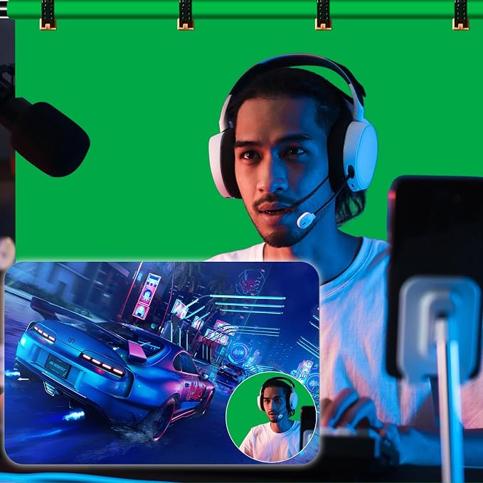 Green Screen Backdrop Kit with Stand - 6.5x5 Ft Portable Green Screen & Adjustable Backdrop Stand for Streaming, Photography, Gaming, Zoom (Includes 4 Clips & Carrying Case)