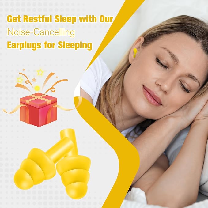 TrelaCo 200 Pairs Silicone Ear Plugs Bulk, Nrr 32db Reusable Waterproof Soft Ear Plugs for Sleeping Noise Swimming Hearing Protection Earplugs Shooting Construction Hunting Music Concerts (Yellow)