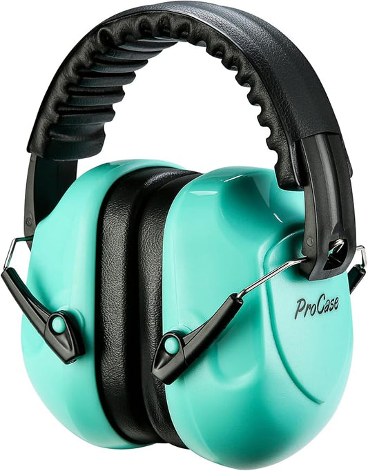 ProCase NRR 28dB Noise Reduction Ear Muffs, Foldable Adjustable Passive Noise Cancelling Headphones for Adults Kids Autism, Hearing Protection for Shooting, Construction, Mowing, Studying -Teal