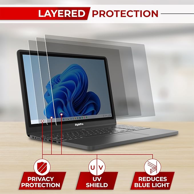 15.6 Inch 16:9 Laptop Privacy Screen Filter - Computer Monitor Privacy Shield and Anti-Glare Protector