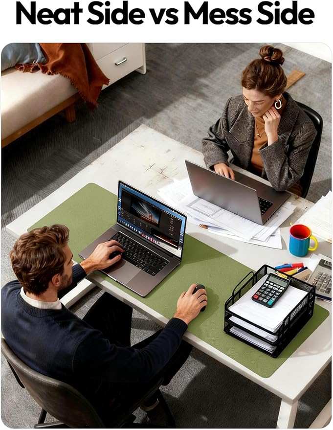 YSAGi Leather Desk Protector, Office Mat, Large Mouse Mat, Non-Slip PU Leather Blotter, Laptop Desk Mat, Waterproof Writing Pad for Office and Home(Green, 40" x 24")