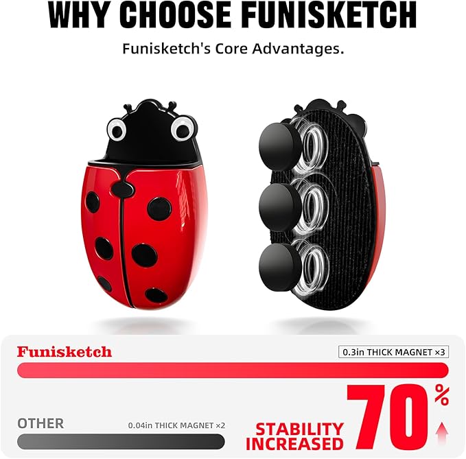 Cute Ladybug Magnetic Pen Holder, Strong Magnet for Glass Whiteboard, Refrigerator & Locker - 2 Pack Marker Organizer, Dry Erase Marker Holder for School, Home & Office (Red)