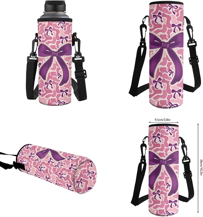 WELLFLYHOM Kids Pink Camo Bow Book Bags for Girls Ages 6-8 School Backpack | School Bookbag and Lunchbox Pencil Case Water Bottle Sleeve 4 Pcs Kids Backpack Set Gift for Back to School Season