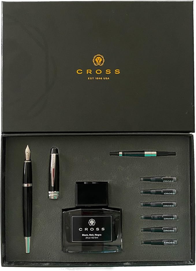 Cross Bailey Refillable Fountain Presented in a Premium Gift Box - Medium Point, Black Ink, Black