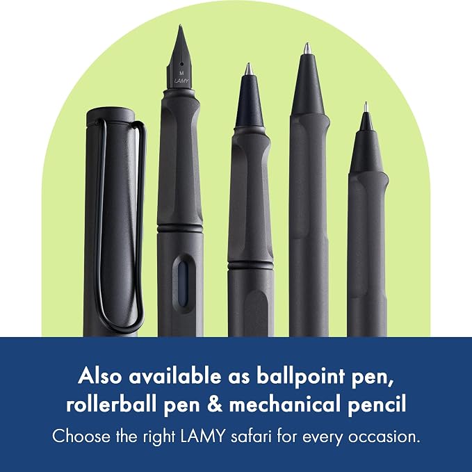 LAMY safari umbra - Fountain Pen with ergonomic grip & polished Left-Handed steel nib (LH) in size M - ideal for any Writing & Calligraphy - including LAMY T 10 blue cartridge