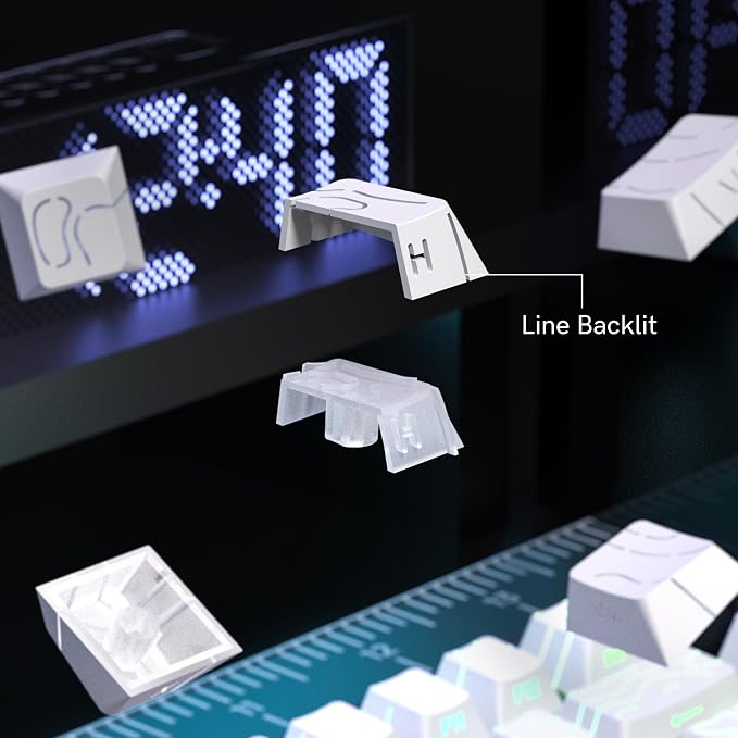 dagaladoo Double Shot PBT keycaps for Mechanical Keyboard,Black/White Topographic Key Board keycaps,Shine Through Custom Key caps,Cherry Profile Key caps for US Layout 60% 75% 100% Keyboard