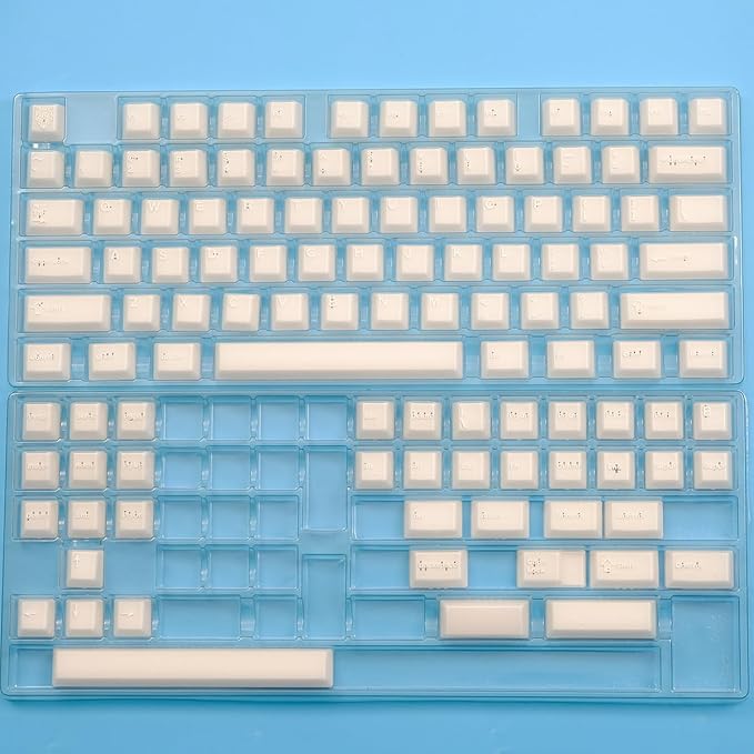 Sumgsn 114 Keys Doubleshot White Translucent Keycaps Cherry Profile Custom Keycap Set Fit for Cherry Mx Switches Mechanical Keyboard