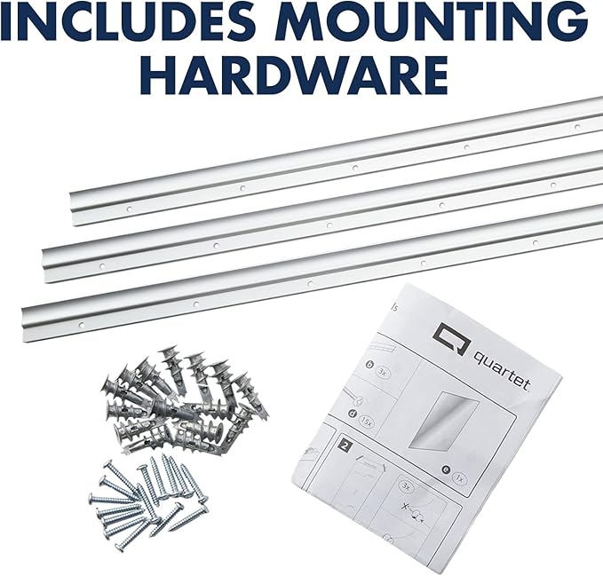 Quartet Whiteboard, Magnetic Dry Erase White Board, Glass 42" x 74" Vertical-Only, Frameless, InvisaMount, White (Q014274IMW)