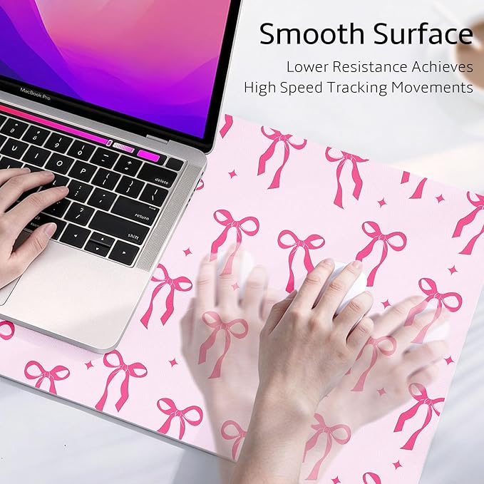 Mouse Pad Leather Desk Mat Large Keyboard Cute Office Desktop Computer Laptop XXL Long Big Aesthetic Modern Design Women Girls Gaming Gamer Oversized Wide Mousepad 31.5"x15.7", Bowtie
