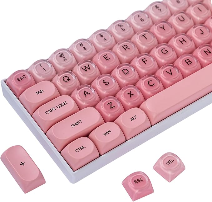 Guffercty kred Jelly Liquid Foundation Keycaps Set 132 PCS,HOA Profile PBT Cute Keycaps 75 Percent Compatible with Cherry MX Switch 60% 65% 75% 100% Mechanical Keyboards (Pink Liquid Foundation)