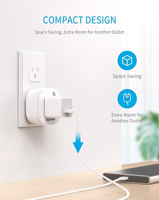 Syantek Remote Control Outlet Wireless Light Switch for Household Appliances, Expandable Remote Light Switch Kit, Up to 100 ft Range, FCC Certified, ETL Listed, White (3 Outlets + 1 Remotes)